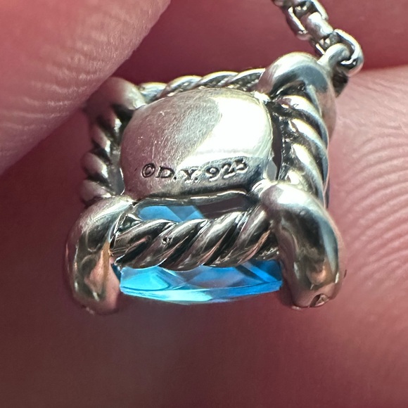 David Yurman Chatelaine Pendant Necklace with Blue Topaz and Diamonds New - Picture 5 of 7